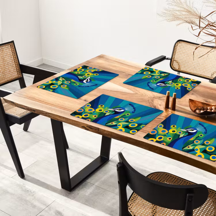Placemat vinyl - Pauw - Cirkels - Blauw — 4