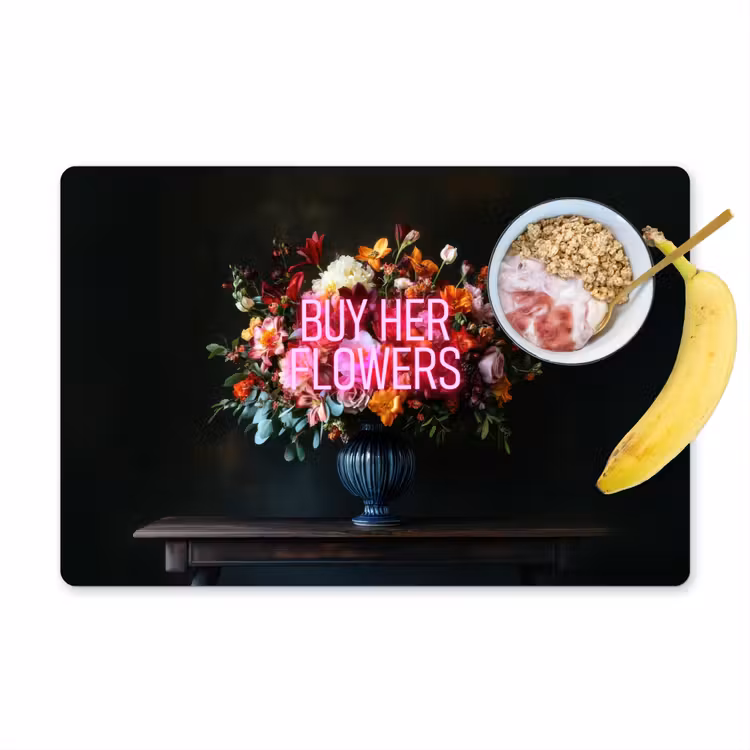 Placemat vinyl - Quote - Bloemen - Vaas - Neon — 1