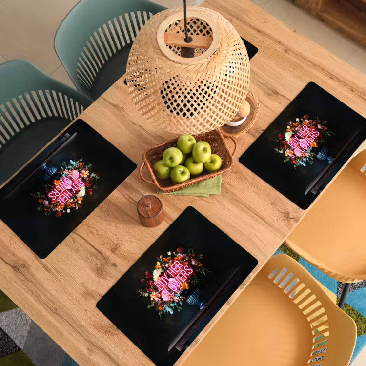 Placemat vinyl - Quote - Bloemen - Vaas - Neon — 3