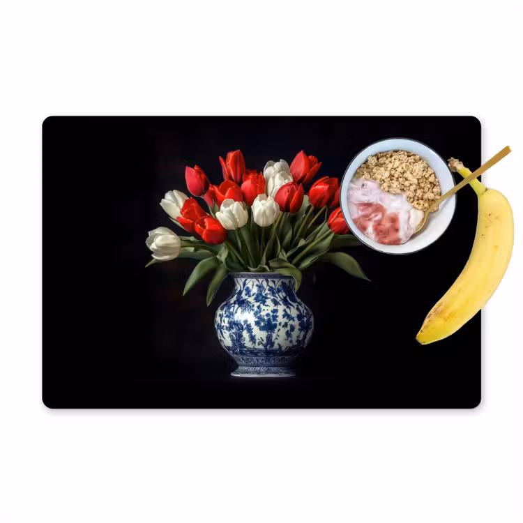 Placemat vinyl - Rode - Bloemen - Tulpen - Vaas — 1