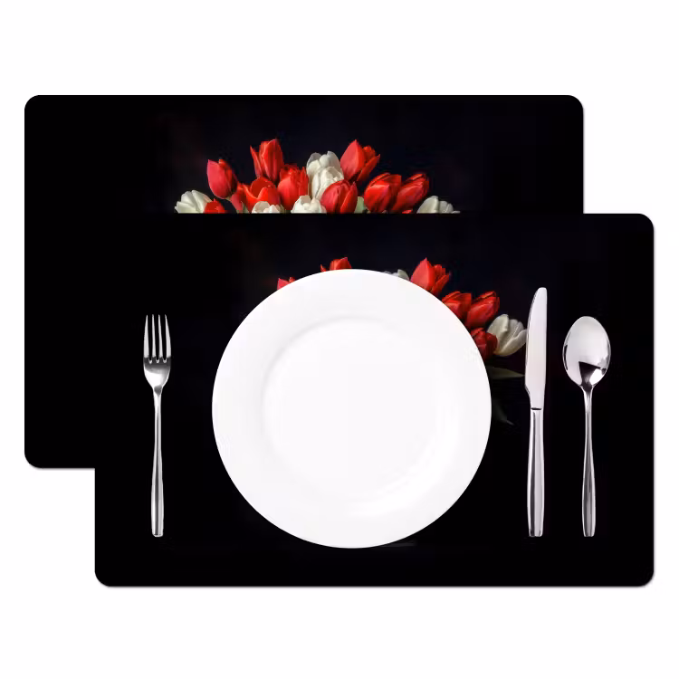 Placemat vinyl - Rode - Bloemen - Tulpen - Vaas — 2