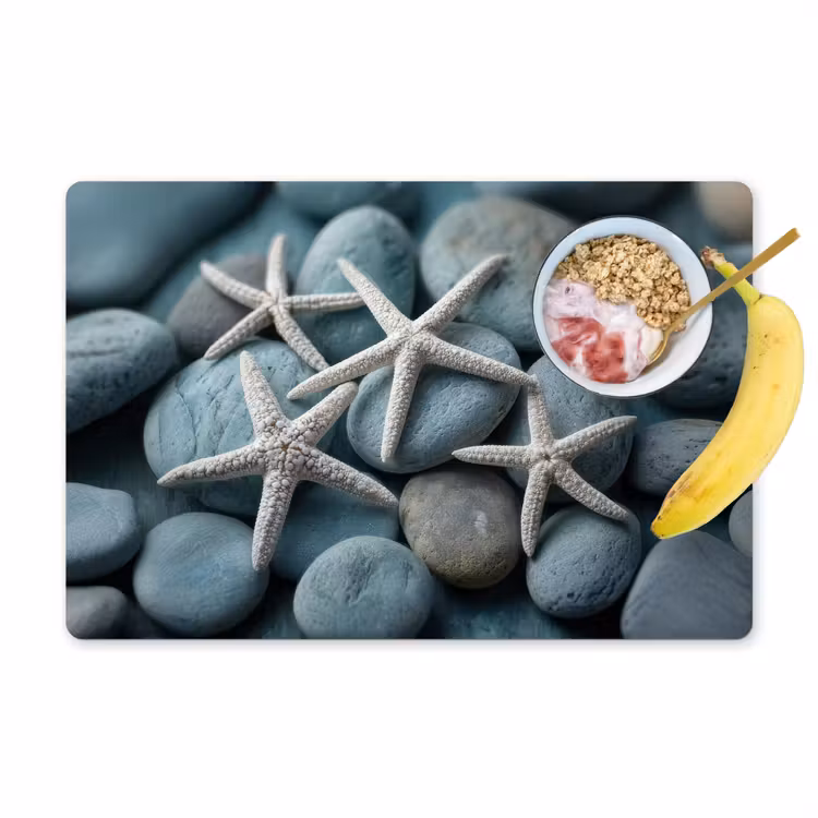 Placemat vinyl - Zeesterren - Stenen - Wit — 1