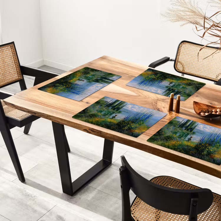 Placemat vinyl - Bloemen - Meer - Bergen - Groen — 4