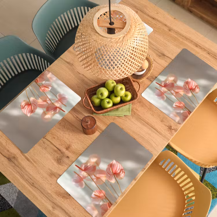 Placemat vinyl - Bloemen - Stelen - Roze - Schaduw — 3