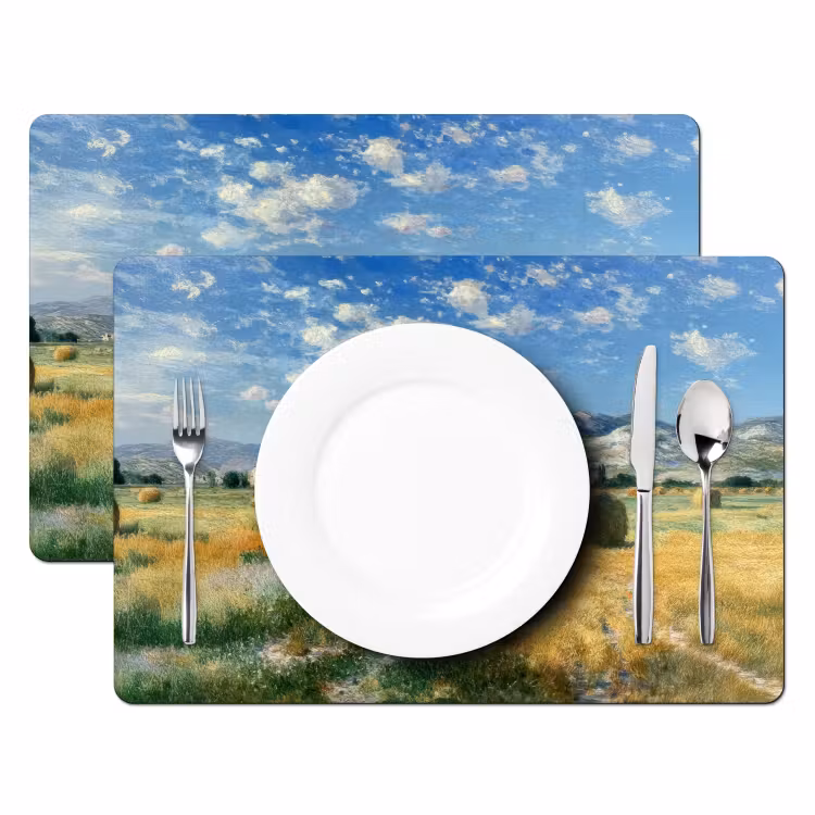 Placemat vinyl - Landschap - Strobalen - Bergen - Wolken — 2