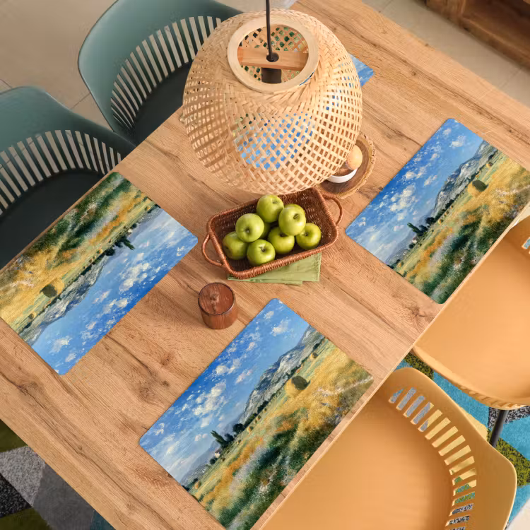 Placemat vinyl - Landschap - Strobalen - Bergen - Wolken — 3