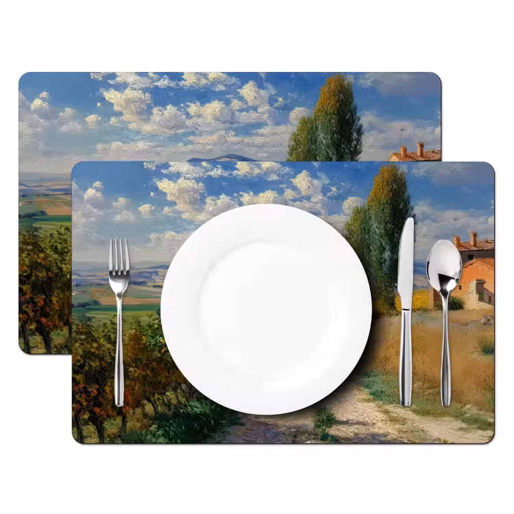 Placemat vinyl - Mensen - Wandelen - Zandpad - Velden — 2