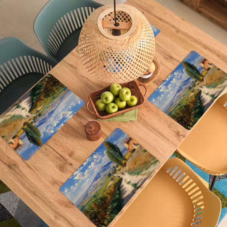 Placemat vinyl - Mensen - Wandelen - Zandpad - Velden — 3