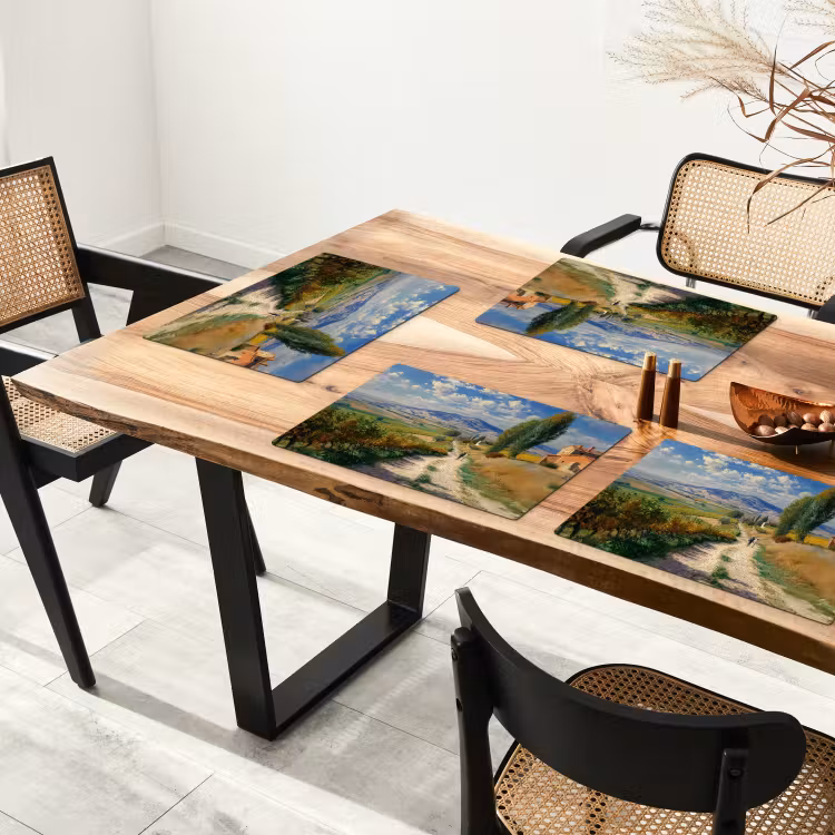 Placemat vinyl - Mensen - Wandelen - Zandpad - Velden — 4