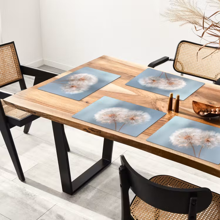 Placemat vinyl - Paardenbloemen - Pluisjes - Wit — 4