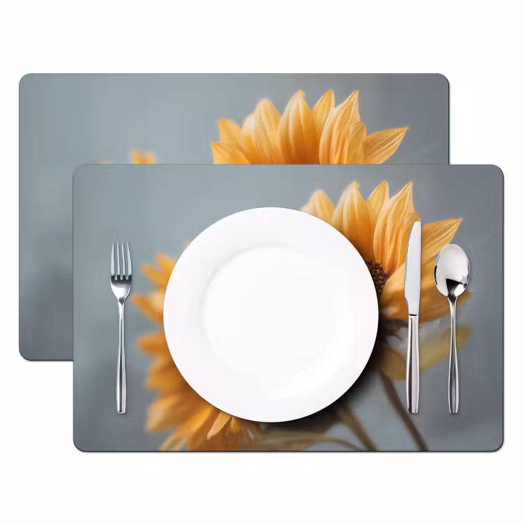 Placemat vinyl - Zonnebloemen - Geel - Wazig — 2