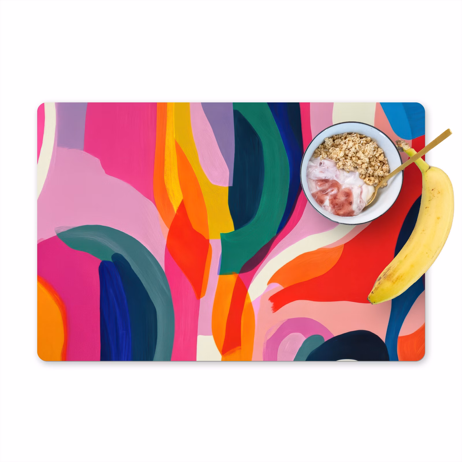 Placemat vinyl - Vormen - Golvend - Abstract - Felroze — 1