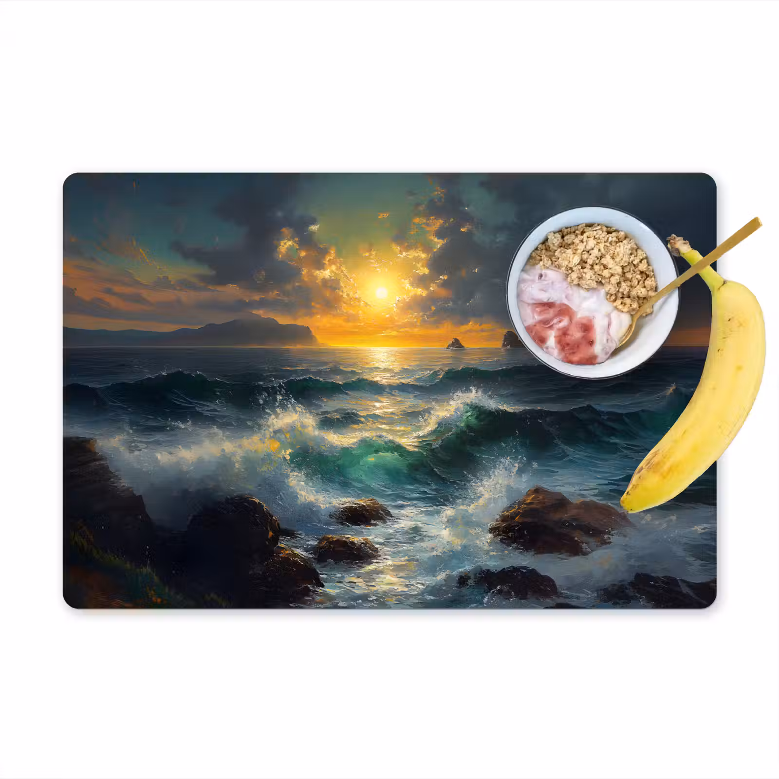 Placemat vinyl - Zee - Zon - Golven - Rotsen — 1