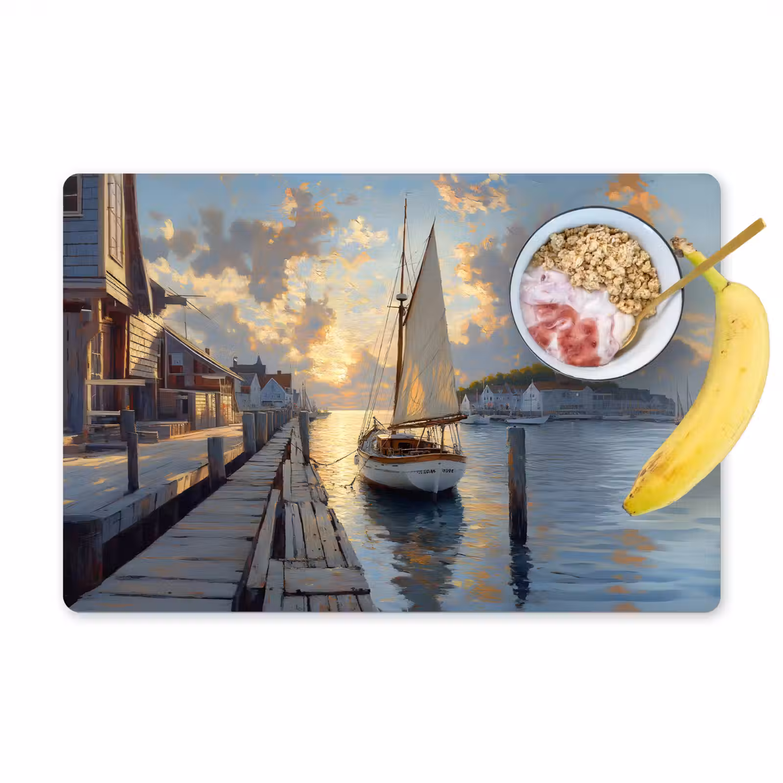 Placemat vinyl - Zeilboot - Zon - Pier - Hout — 1