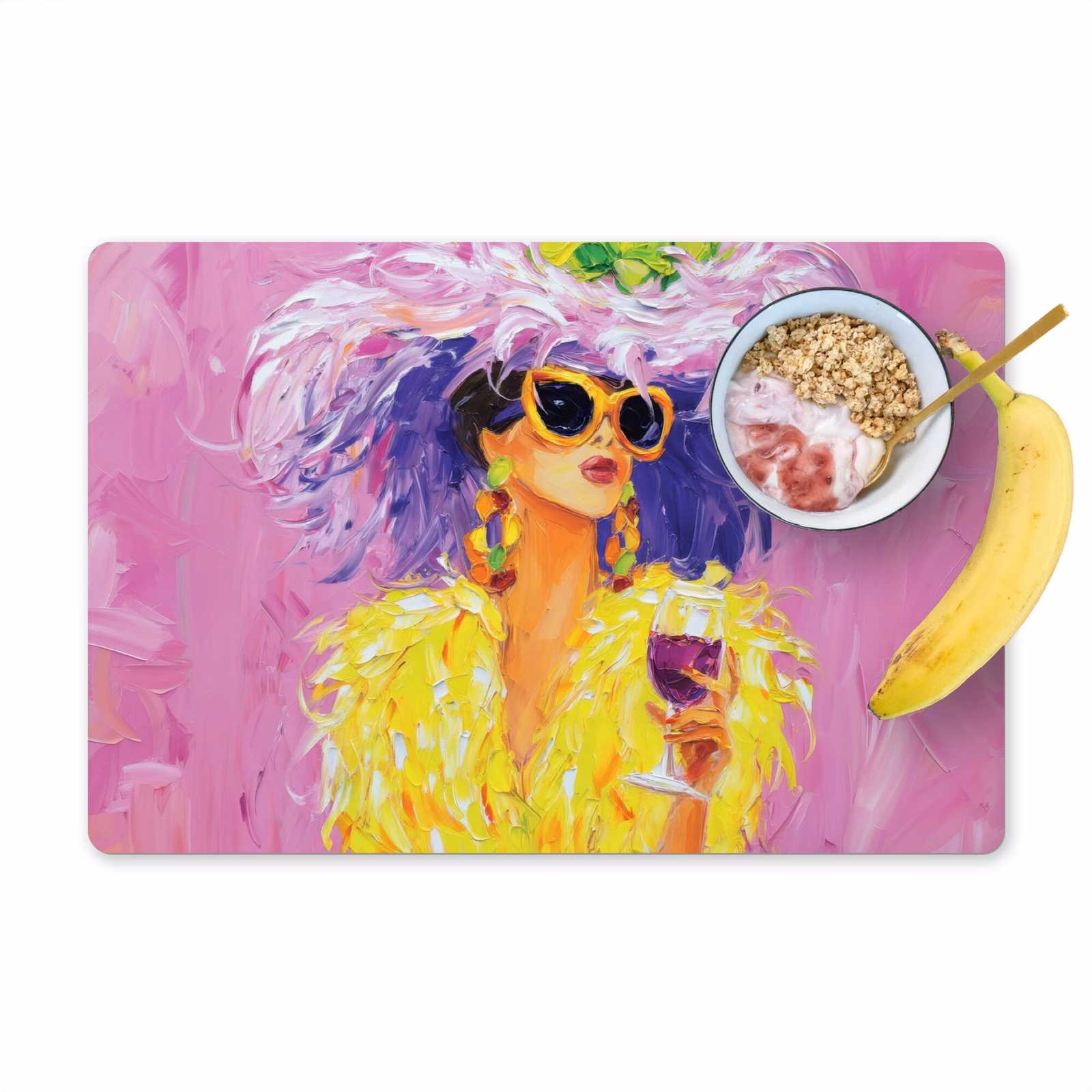 Placemat vinyl - Zonnebril - Vrouw - Jas - Veren — 1