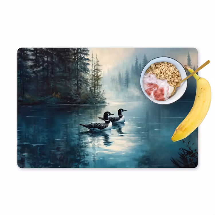 Placemat vinyl - Bos - Water - Eenden - Mistig — 1