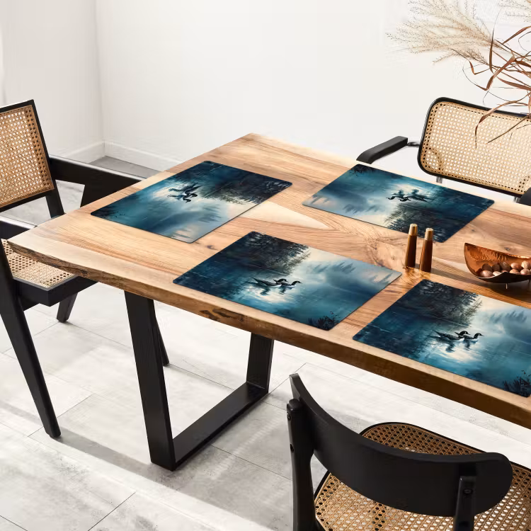 Placemat vinyl - Bos - Water - Eenden - Mistig — 4