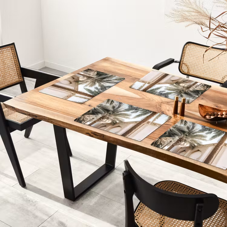 Placemat vinyl - Gebouw - Palmbomen - Beige - Zon — 4