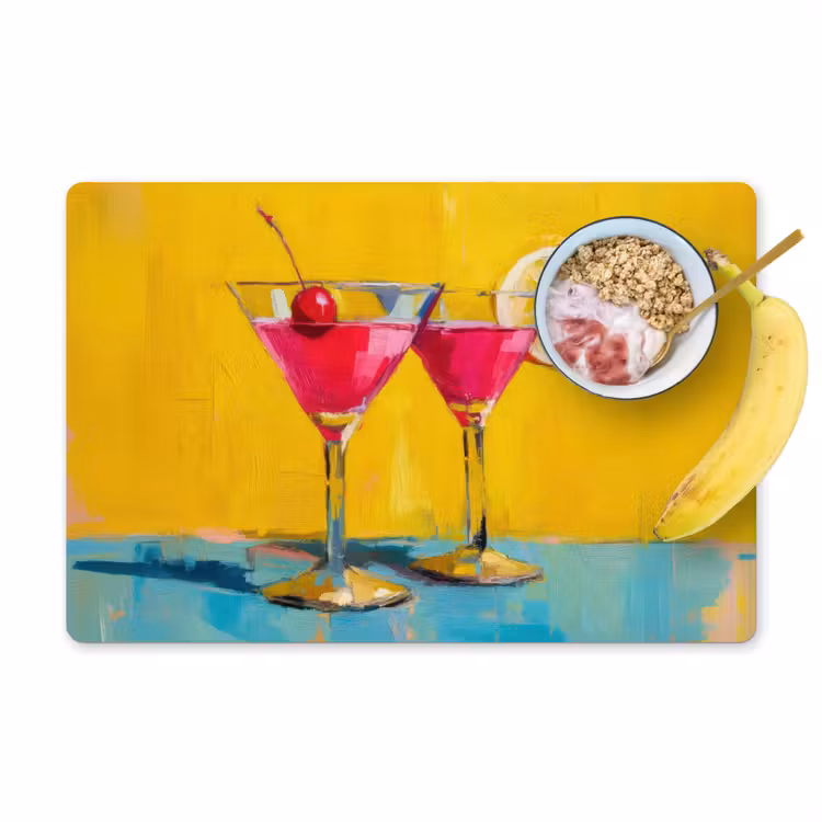 Placemat vinyl - Glazen - Cocktail - Citroen - Kers — 1