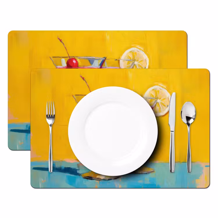 Placemat vinyl - Glazen - Cocktail - Citroen - Kers — 2