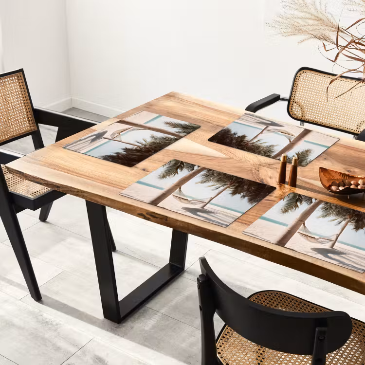 Placemat vinyl - Hangmat - Palmbomen - Strand - Zee — 4