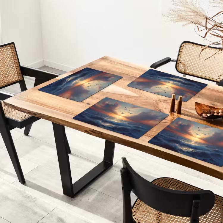 Placemat vinyl - Meeuwen - Zonsondergang - Zee - Wolken — 4
