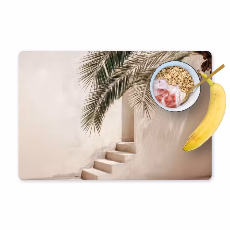 Placemat vinyl - Palmboom - Schaduw - Trap - Beige — 1