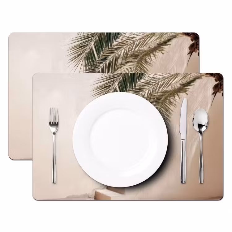 Placemat vinyl - Palmboom - Schaduw - Trap - Beige — 2