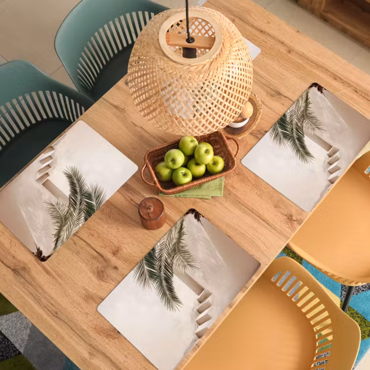 Placemat vinyl - Palmboom - Schaduw - Trap - Beige — 3