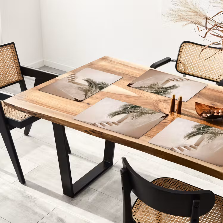 Placemat vinyl - Palmboom - Schaduw - Trap - Beige — 4