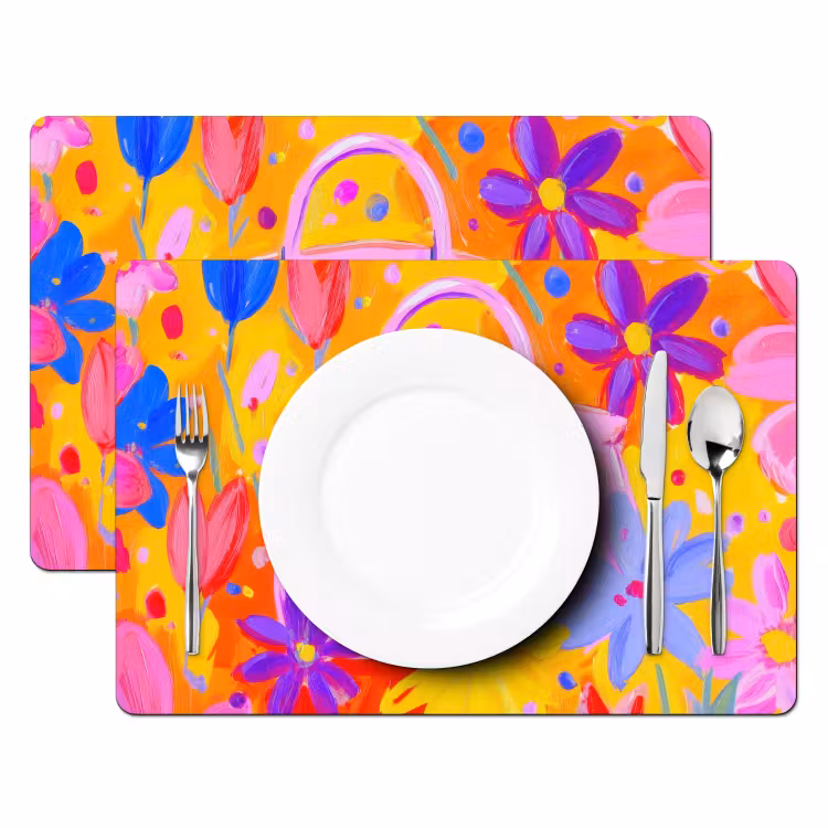 Placemat vinyl - Tas - Roze - Bloemen — 2