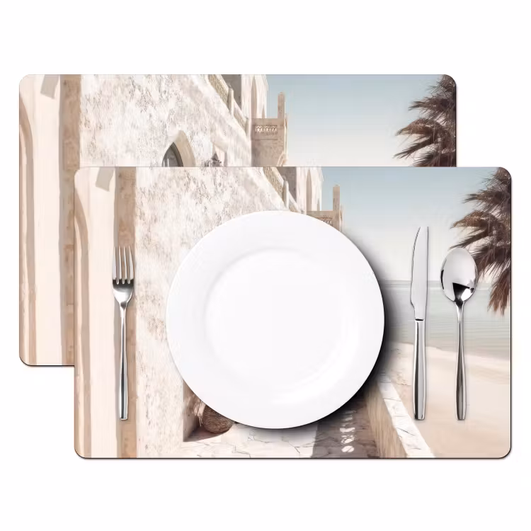 Placemat vinyl - Terras - Stoelen - Strand - Beige — 2