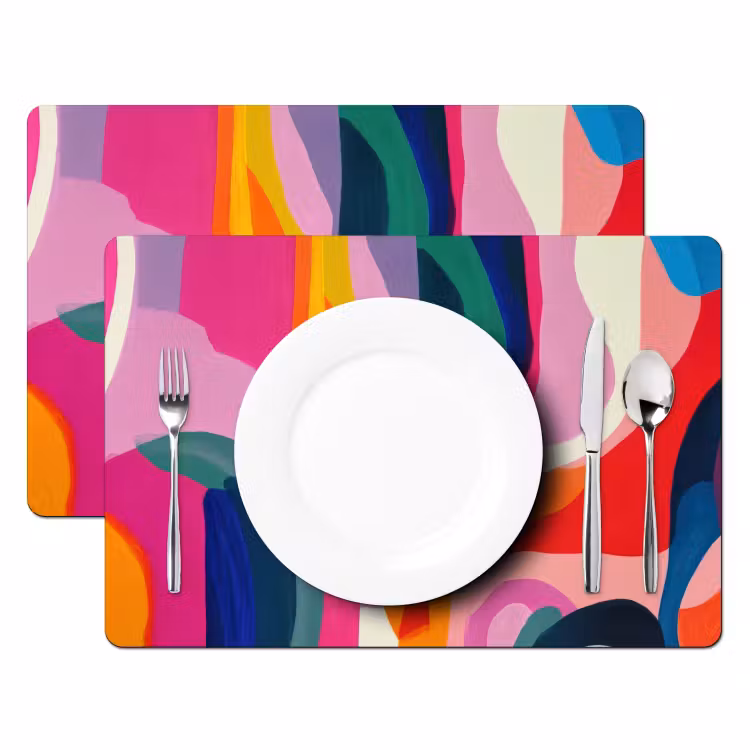 Placemat vinyl - Vormen - Golvend - Abstract - Felroze — 2