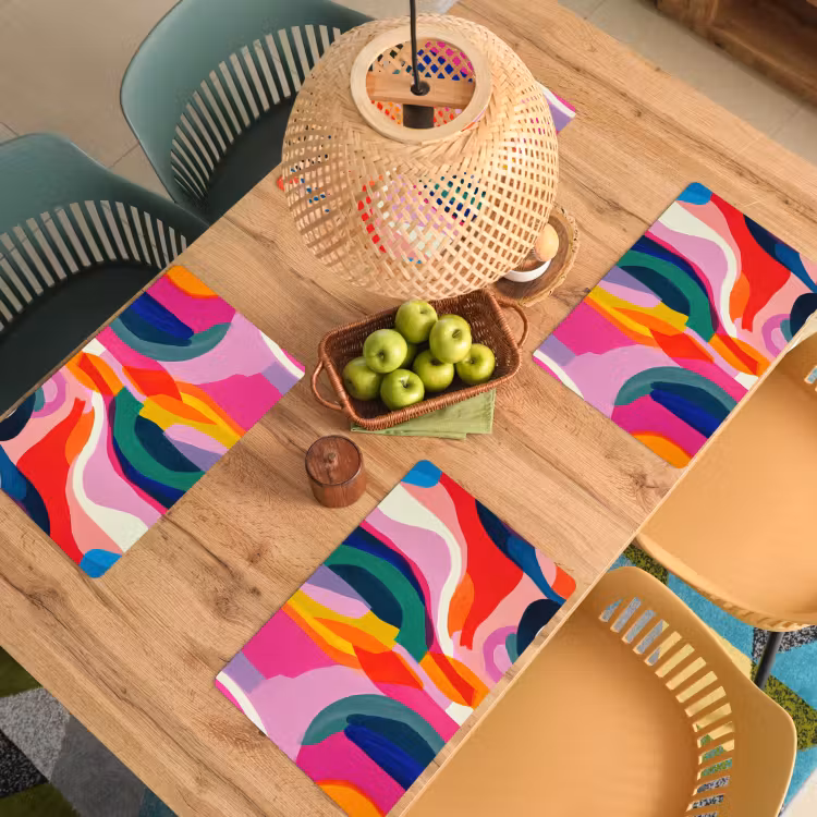 Placemat vinyl - Vormen - Golvend - Abstract - Felroze — 3