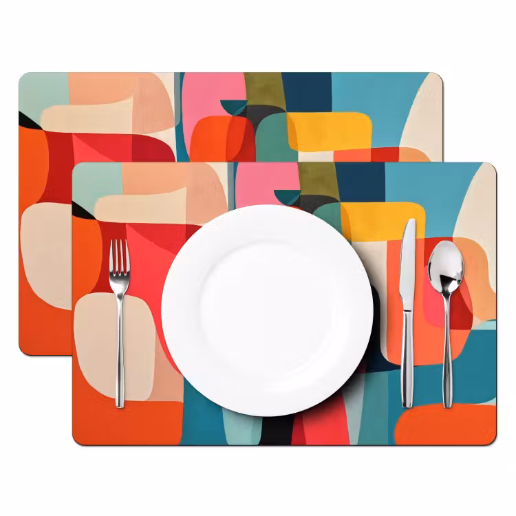 Placemat vinyl - Vormen - Kleurrijk - Abstract - Vlakken — 2
