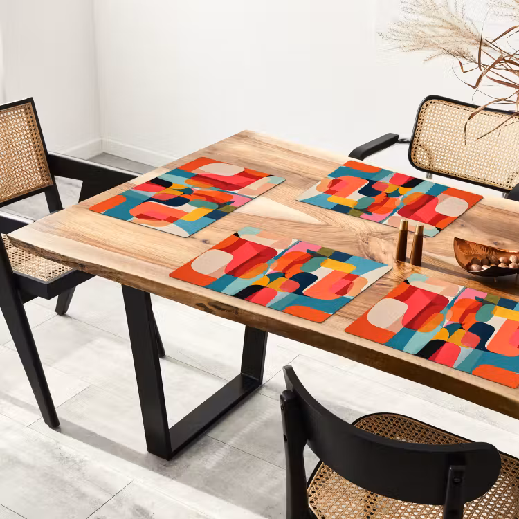 Placemat vinyl - Vormen - Kleurrijk - Abstract - Vlakken — 4