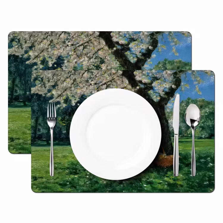Placemat vinyl - Vrouw - Boom - Boek - Mandje — 2