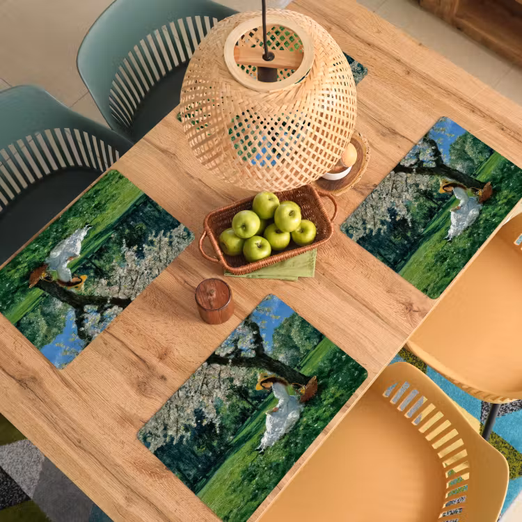 Placemat vinyl - Vrouw - Boom - Boek - Mandje — 3