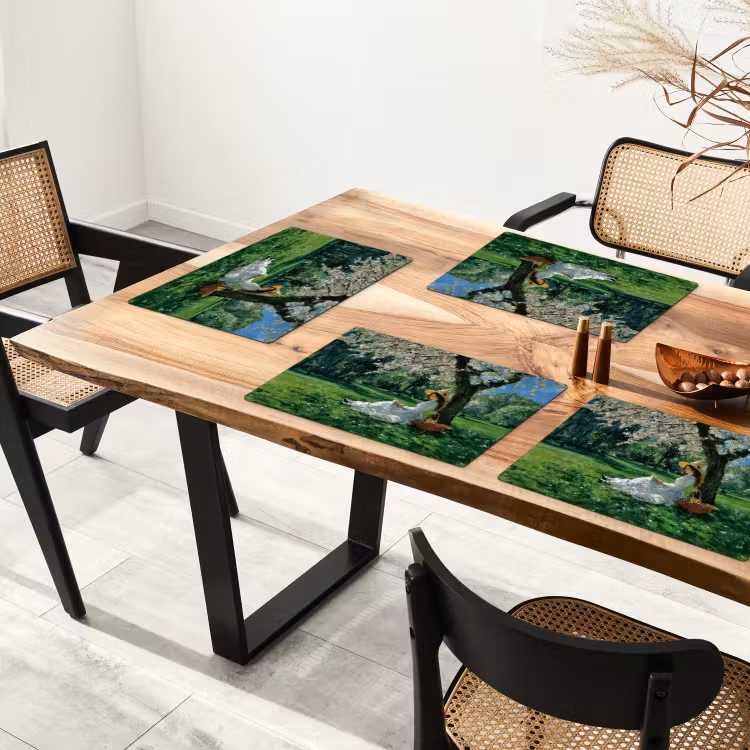 Placemat vinyl - Vrouw - Boom - Boek - Mandje — 4