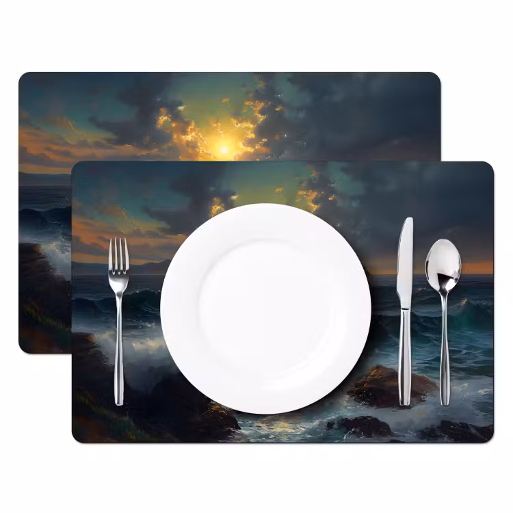 Placemat vinyl - Zee - Zon - Golven - Rotsen — 2