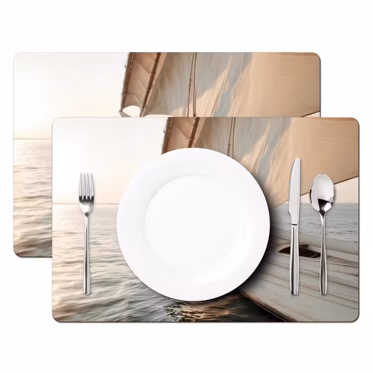 Placemat vinyl - Zeilboot - Zee - Beige - Zon — 2