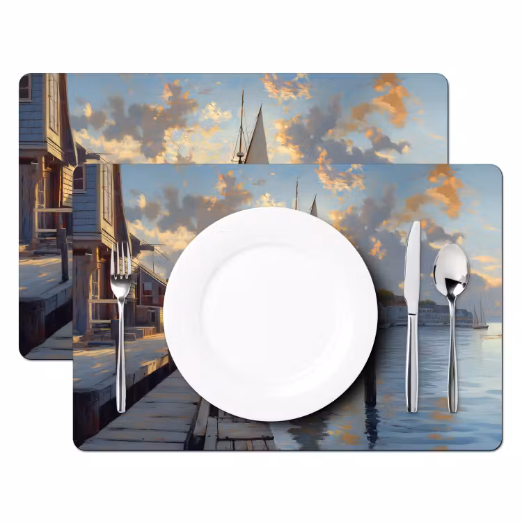 Placemat vinyl - Zeilboot - Zon - Pier - Hout — 2