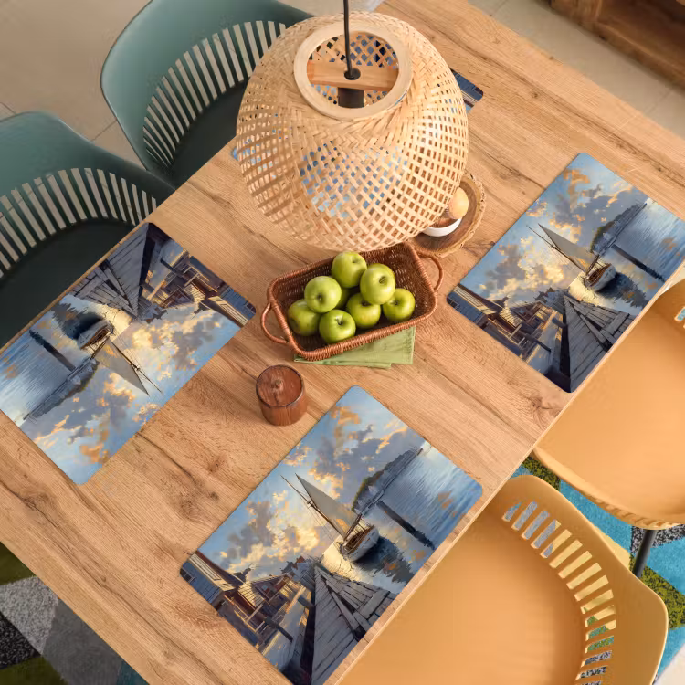Placemat vinyl - Zeilboot - Zon - Pier - Hout — 3