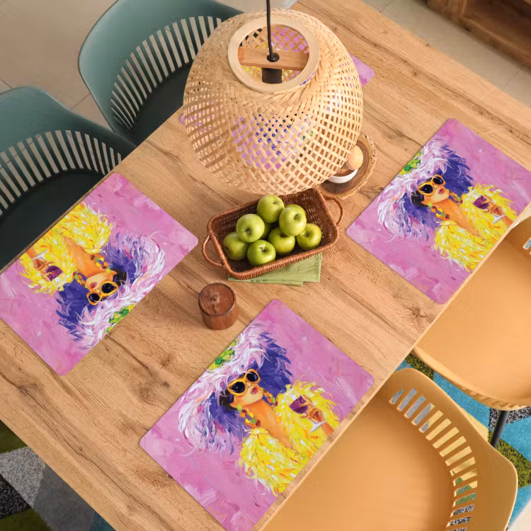 Placemat vinyl - Zonnebril - Vrouw - Jas - Veren — 3