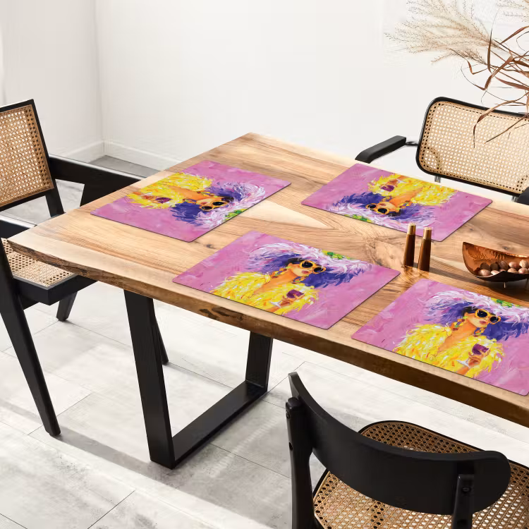 Placemat vinyl - Zonnebril - Vrouw - Jas - Veren — 4