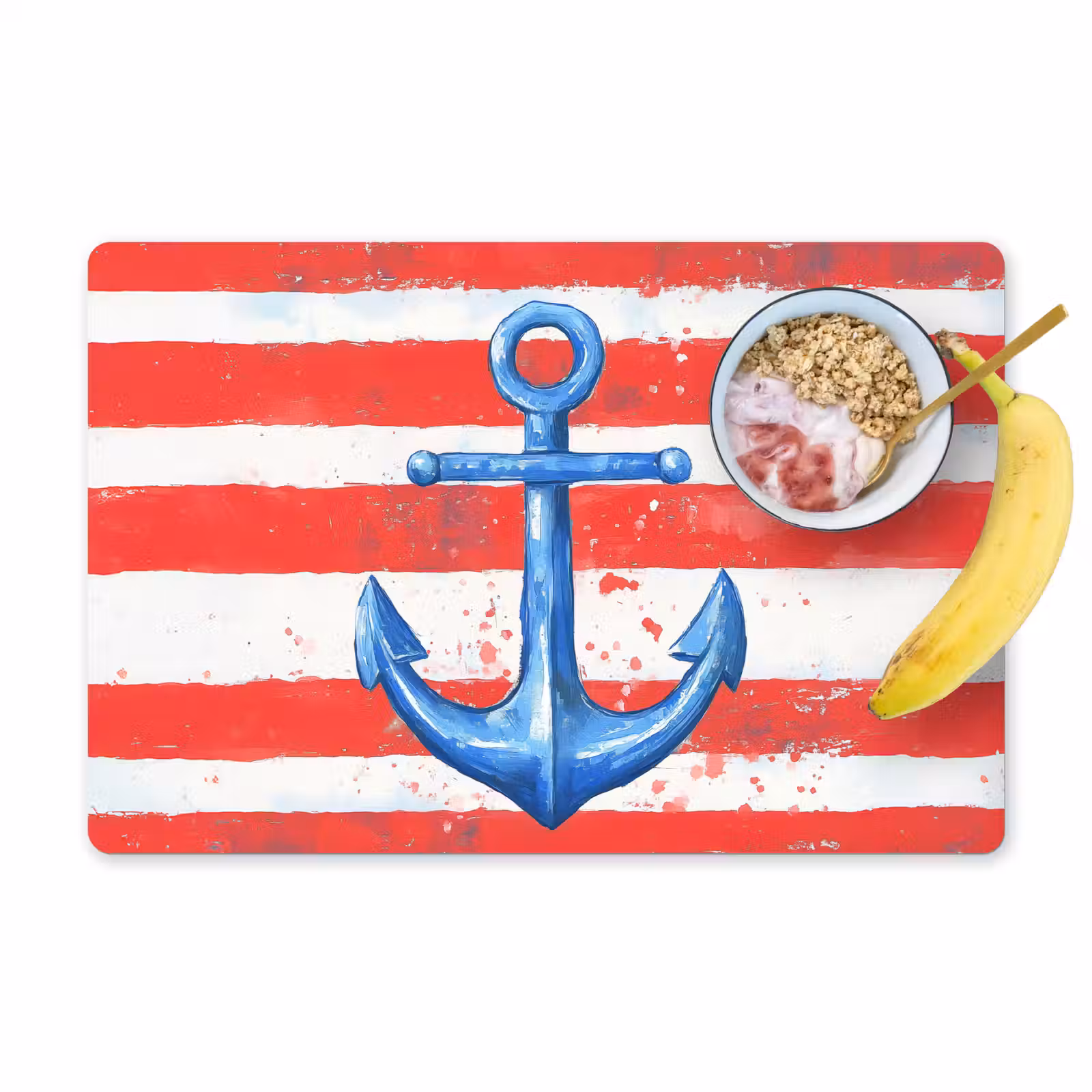 Placemat vinyl - Anker - Verfspatten - Rood - Blauw — 1