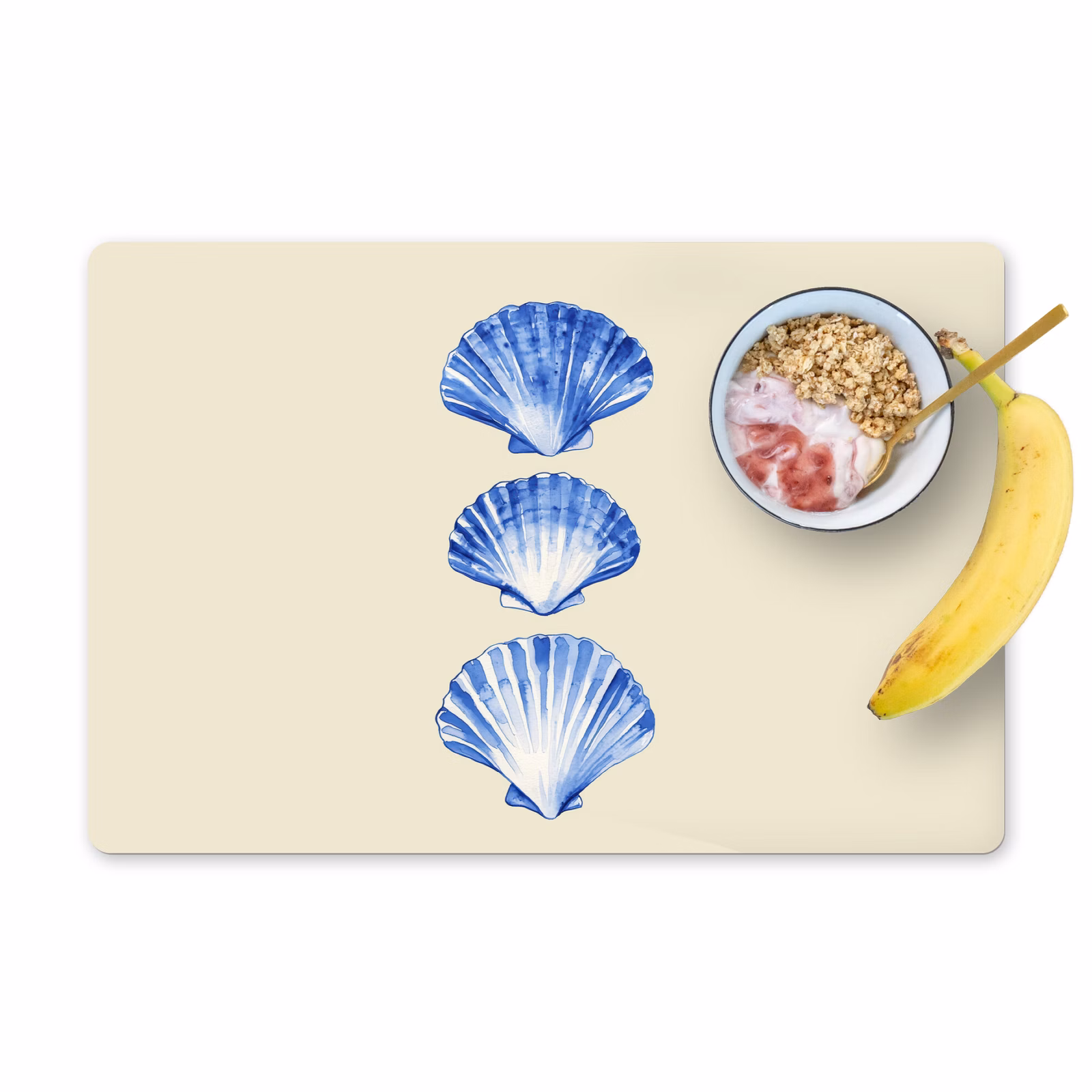 Placemat vinyl - Schelpen - Blauw - Beige — 1