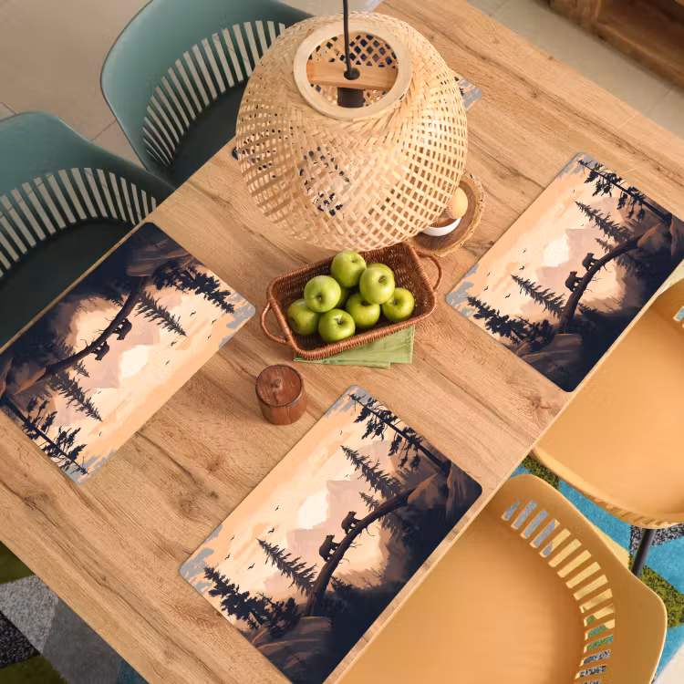 Placemat vinyl - Beren - Bomen - Landschap - Zonsondergang — 3