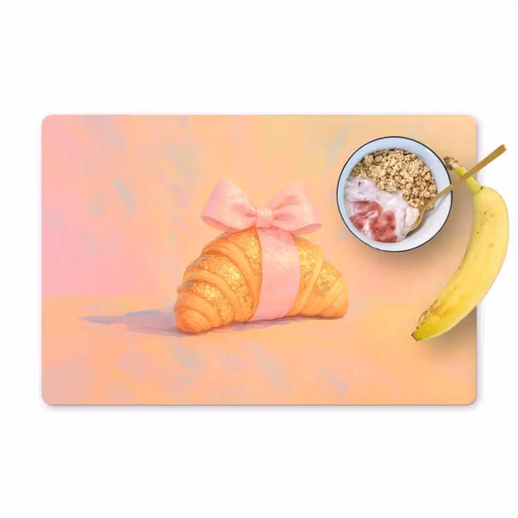 Placemat vinyl - Croissant - Strik - Roze — 1