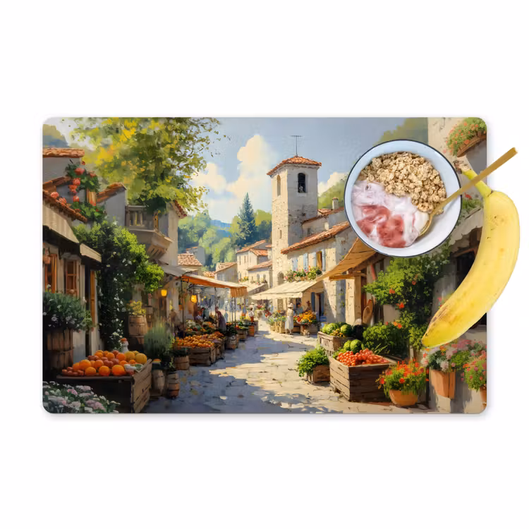Placemat vinyl - Dorp - Zon - Kraampjes - Huizen — 1